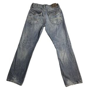 Express Jeans Mens 30x34 (31x31) Light Wash Blue Straight Denim Distressed